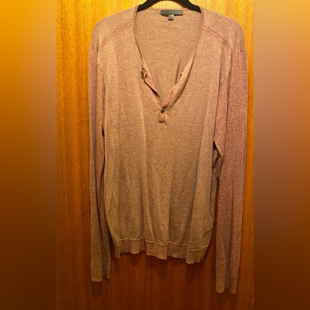 Dusty rose colored John Varvatos thin knitted long sleeve
